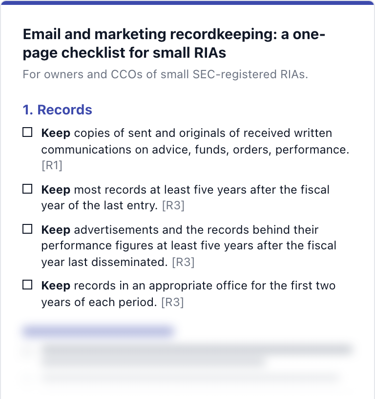 Preview of the first section of the checklist